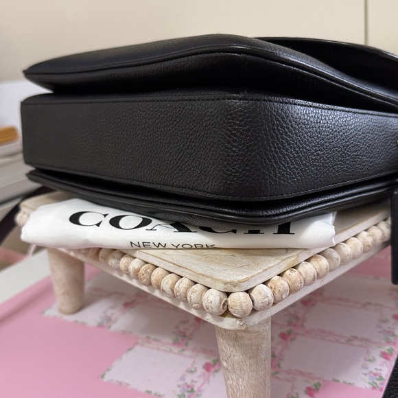 Coach Cassie Black Pebbled Leather Top-Handle Crossbody with Gold Turnlock - Picture 6 of 15